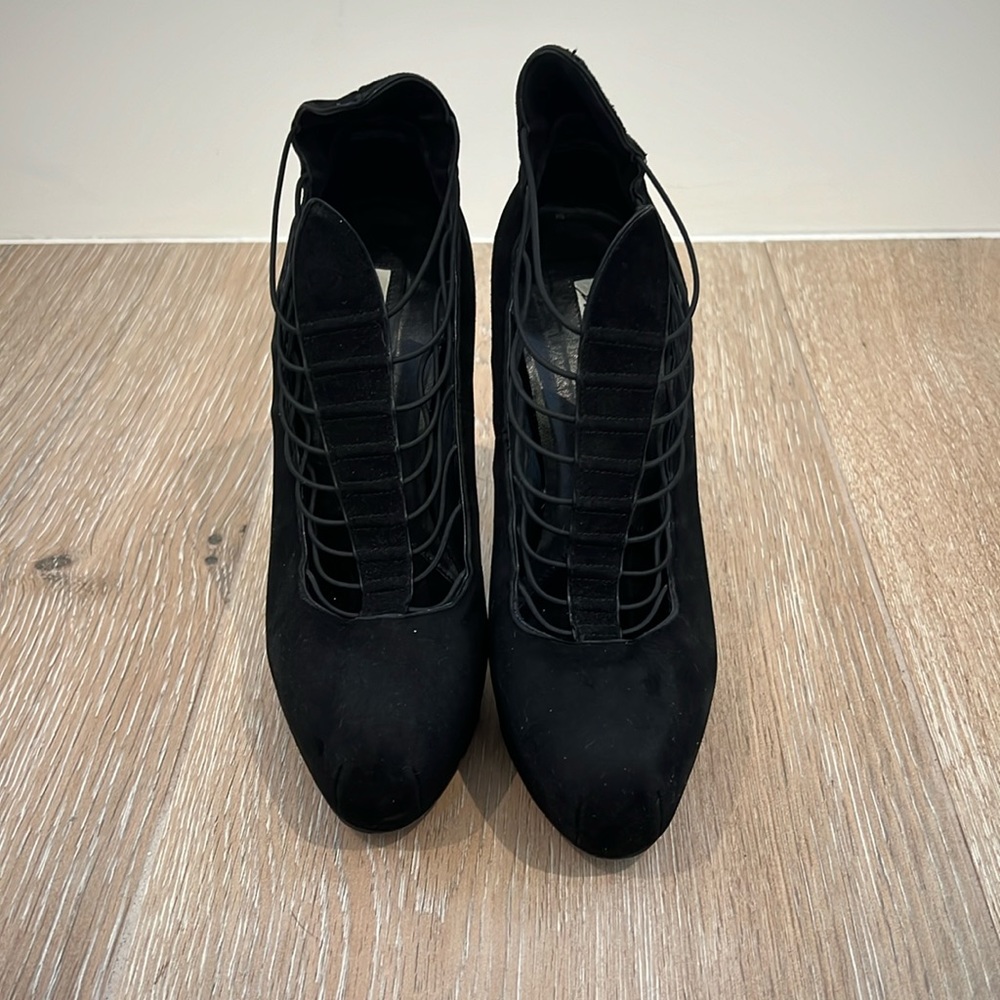 Brian Atwood suede pump with cage